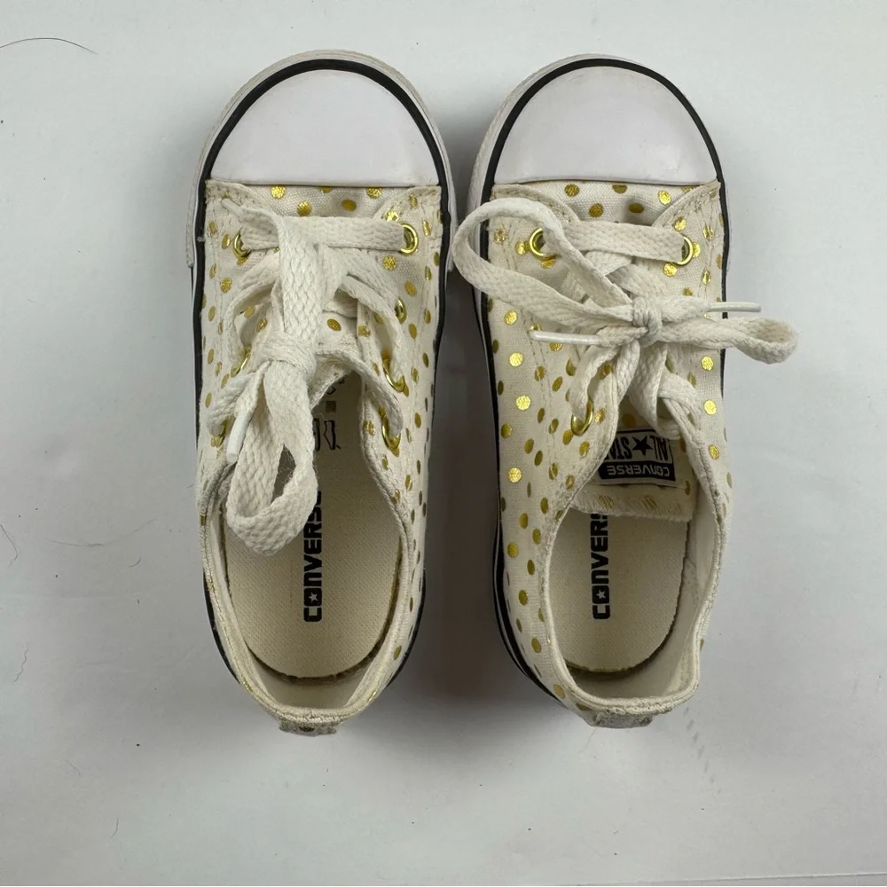 Converse Chuck Taylor Kids White Sneakers with Gold Dots size 9